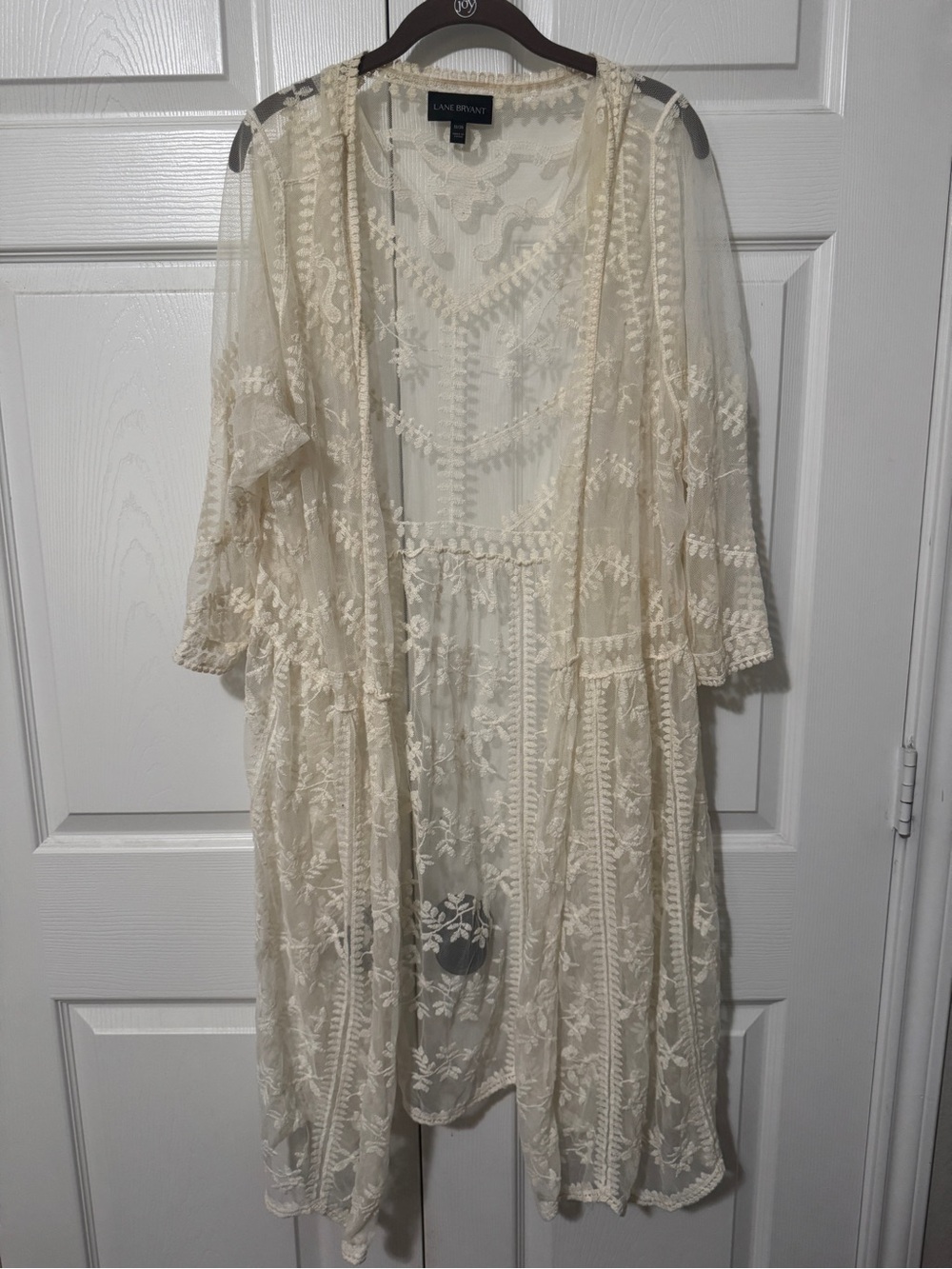 Lane Bryant Cream Lace Kimono Cover-Up